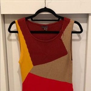 Vince Camino Ripped Color Blocked Midi Dress